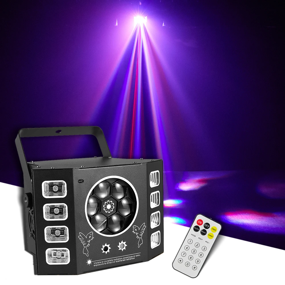 YUER DJ Disco LED Stage Laser Light Effect Bee Eye UV Black Light ...
