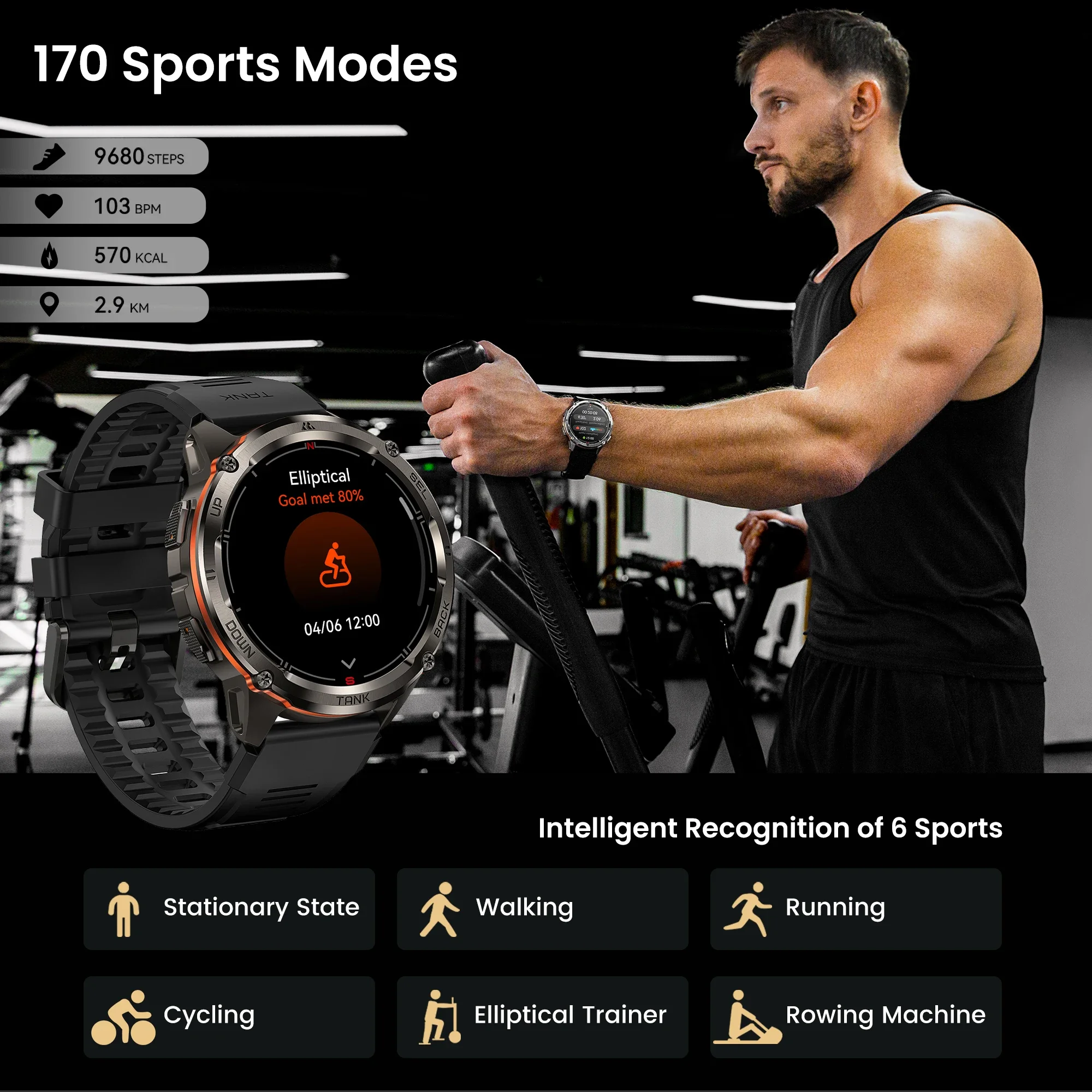 KOSPET TANK T3 Ultra 2 GPS Smart Watch for Men Bluetooth Call 5ATM IP69K Waterproof Men's Watch Stainless Steel Health Monitor 5