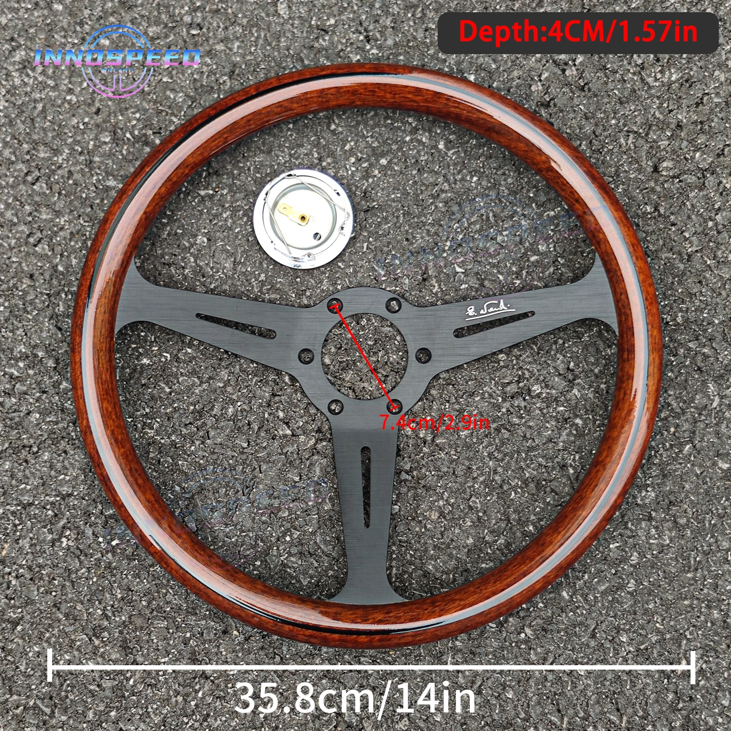 5☆NARDI ウッドステアリング 14インチ 358mm シルバースポーク NARDI