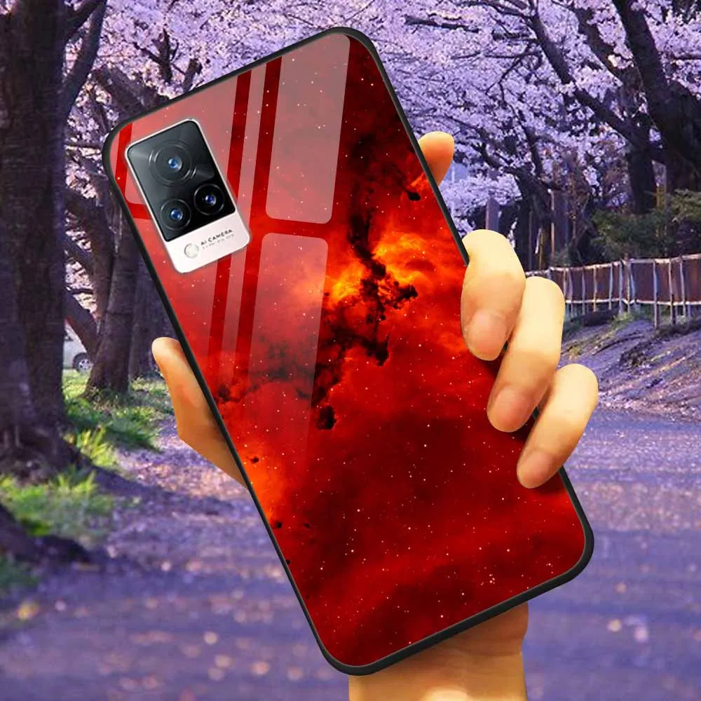 Luxury Protective Soft Bumper Hard Back Phone Case with Tempered Glass