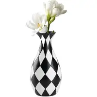 Black And White Checkered Flower Vase Modern Flower Vase Striped Flowerware Abstract Geometry Vase Crafts resin Striped Vase 2