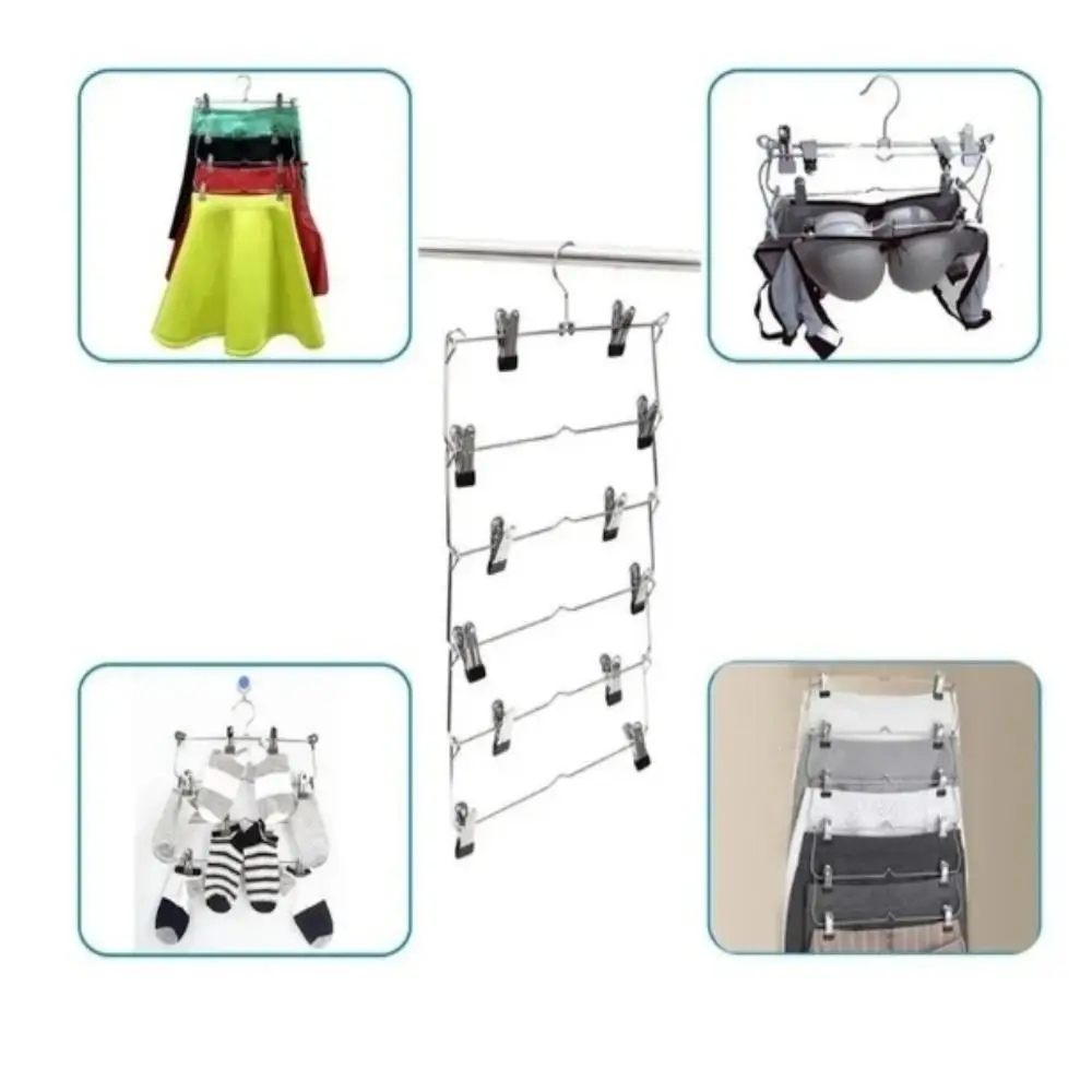 1PC Multi-Functional Home Non-Slip Metal Pants Rack New Creative Stainless Steel Seamless Hanger Simple Storage Skirt Rack