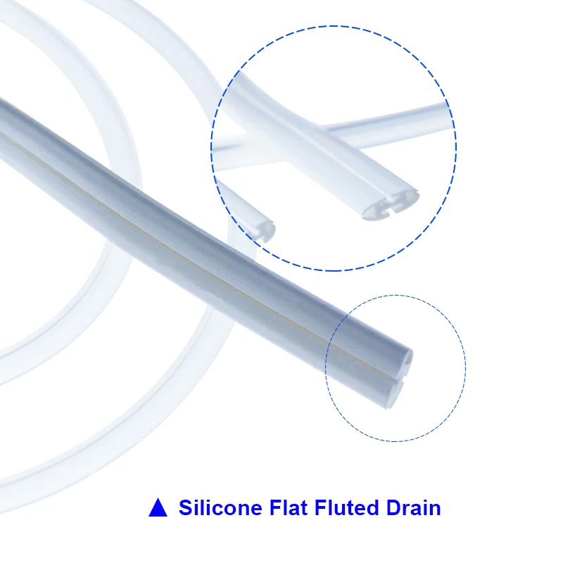 Sistema de drenaje de silicona para cirugía veterinaria.