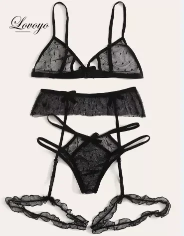 Sexy Bra Set Transparent See Through Bra and Panty Set with Garter Perspective Mesh Lace Lingerie Ladies Underwear women lingerie set,sexy bra set,women underwear set
