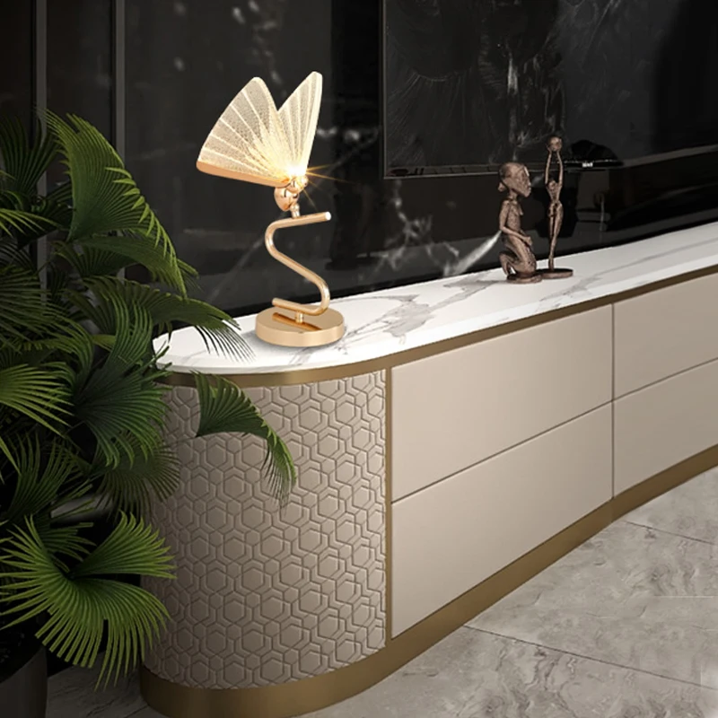 

Light luxury butterfly table lamp modern LED bedroom bedside lamp study office work table decor desk lamp