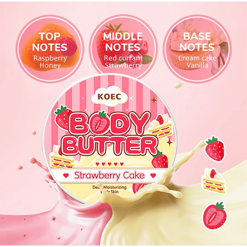 BODY BUTTER Strawberry Cake Body Lotion Body Oil Japanese Skincare Moisturizing Nourishing Body Lotion Peach Coconut Massage Oil 3
