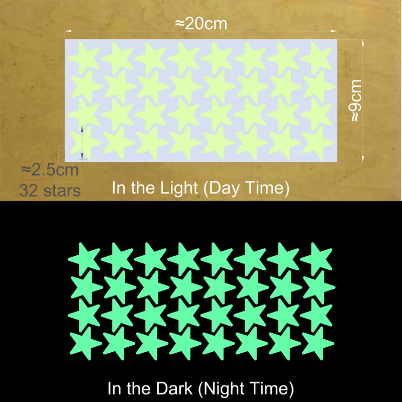 Vibrant Glowing Star Stickers for Kids' Rooms - Ceiling & Wall Decor