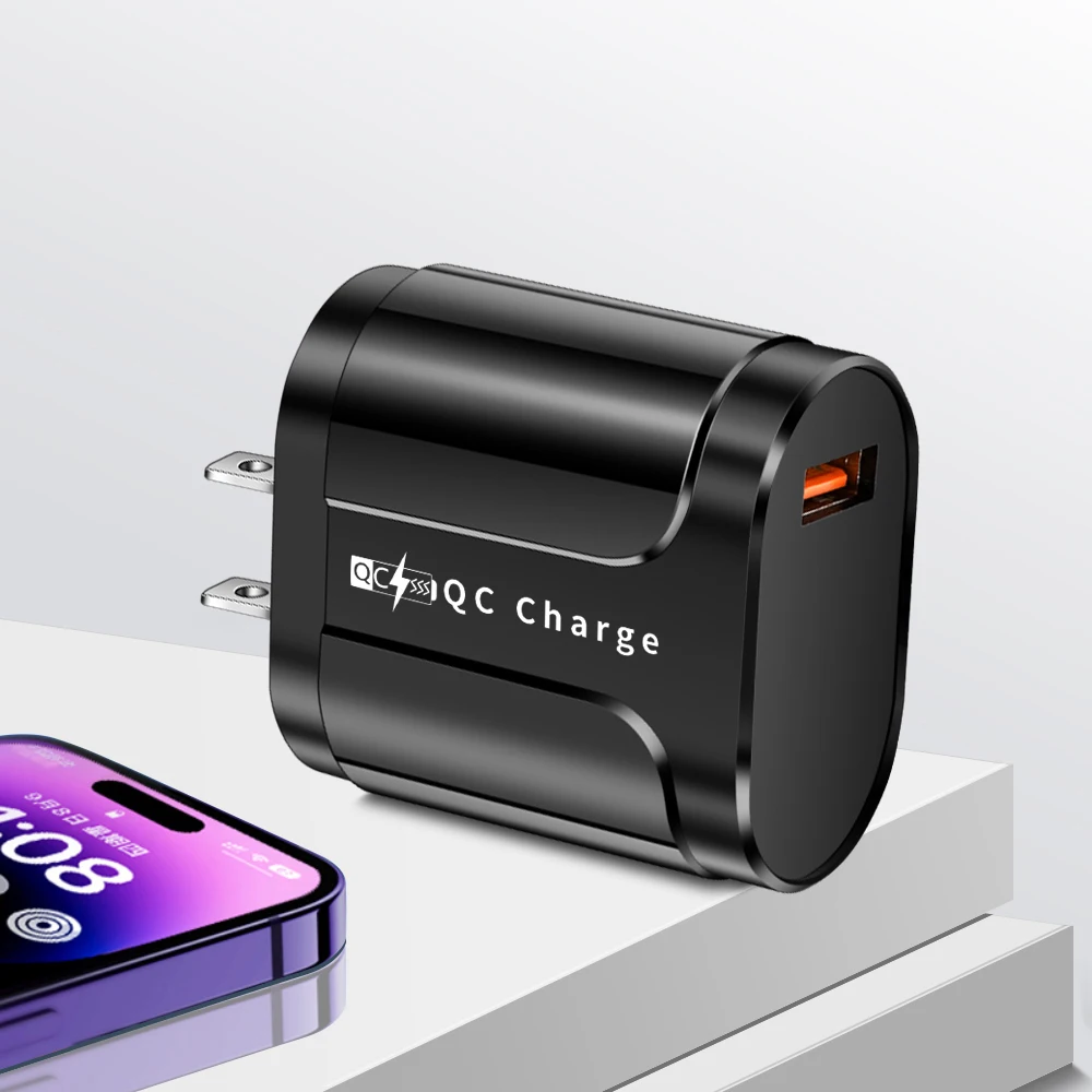 68W USB充電器 クイックチャージャー3.0 携帯電話急速充電 EU/USプラグ充電器 ポータブル壁掛けアダプター iPhone、Xiaomi、Huawei対応