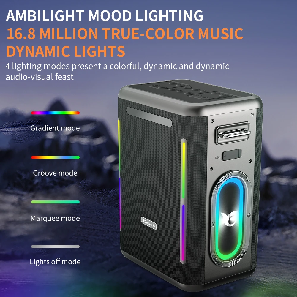 X15 휴대용 파티 칼라오케 스피커 XTREME3 400W 고출력 BT 스피커 RGB 컬러풀 라이트 무선 서브우퍼 붐박스3 RGB 라이트