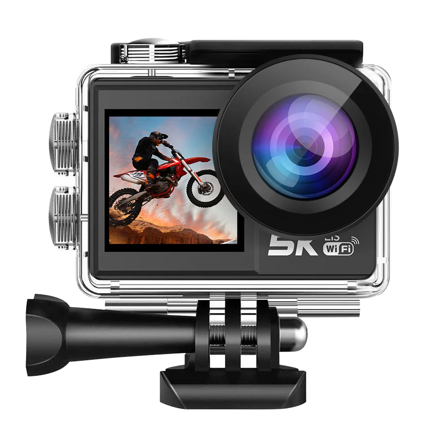 5K30fps Action Camera 4K60fps Touch Dual Screens Anti-shake EIS 2.0 WiFi 170D 5X Zoom Waterproof Remote Control Sports Camera 3
