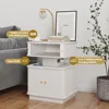 Night Stand, LED Nightstand, Bedroom Night Stand with Charging Station, 2 Drawer Nightstand, Modern Nightstands with Curvy Edge 5