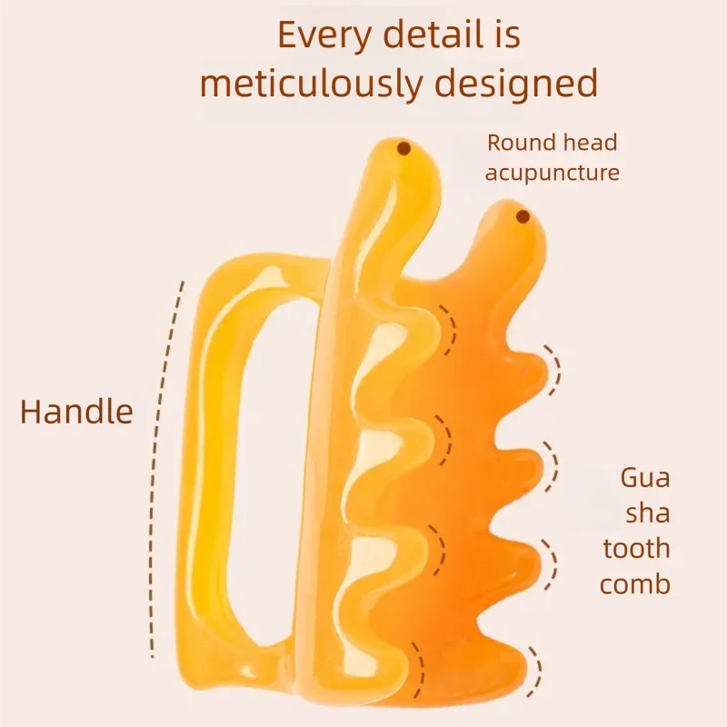 Guasha Tool Tooth Gua Sha Massagers for Body Back  Neck Double Row Resin Beeswax Amber Spine Waist Shoulder Massage Scraper