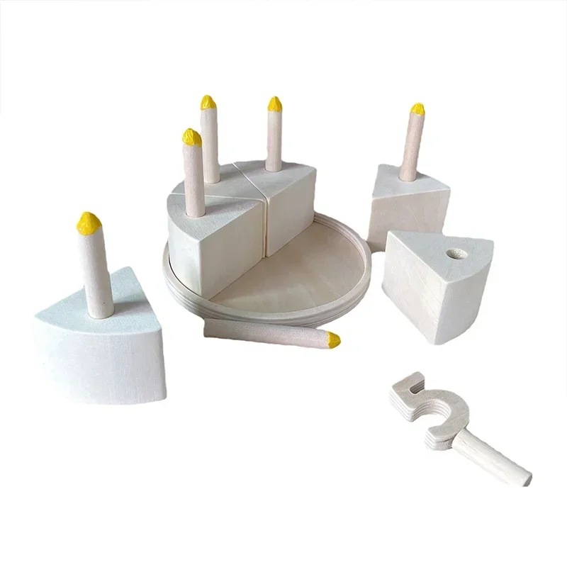 Diy Hand Painted Play House Basswood Log Numeral Cake Toy Parent-Child Interaction Boys And Girls Birthday Gift Wooden Cake Toys 2