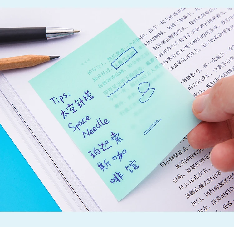 50 Sheets Transparent Sticky Note Pads Pet Waterproof Self-adhesive Memo  Notepad School Office Supplies Stationery - Memo Pad - AliExpress