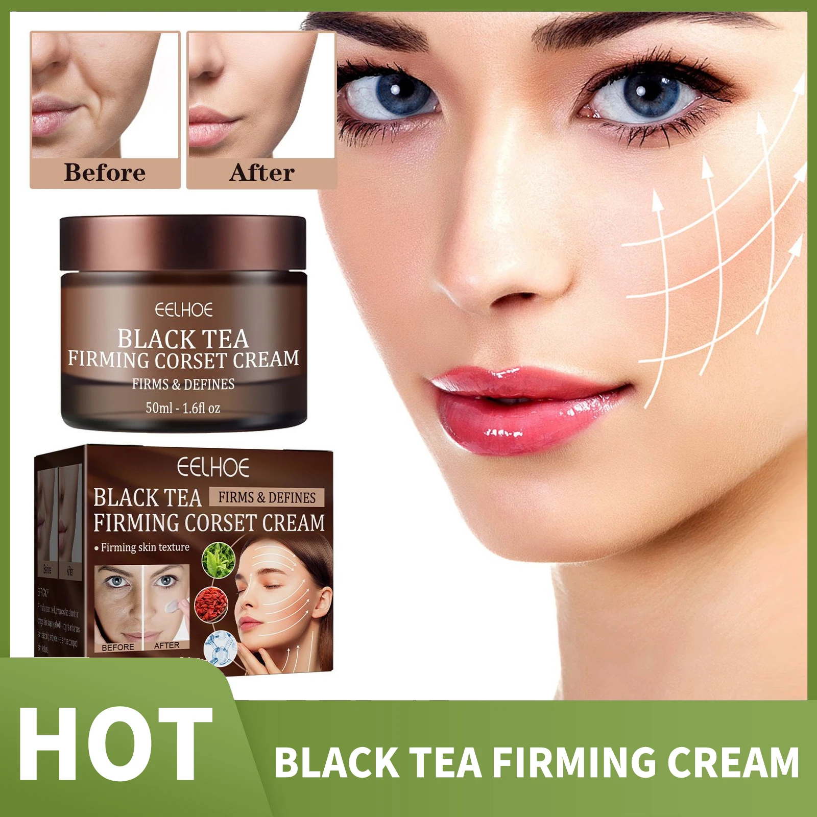 Black Tea Firming Face Cream Anti Wrinkle Shrinking Moulding Pore