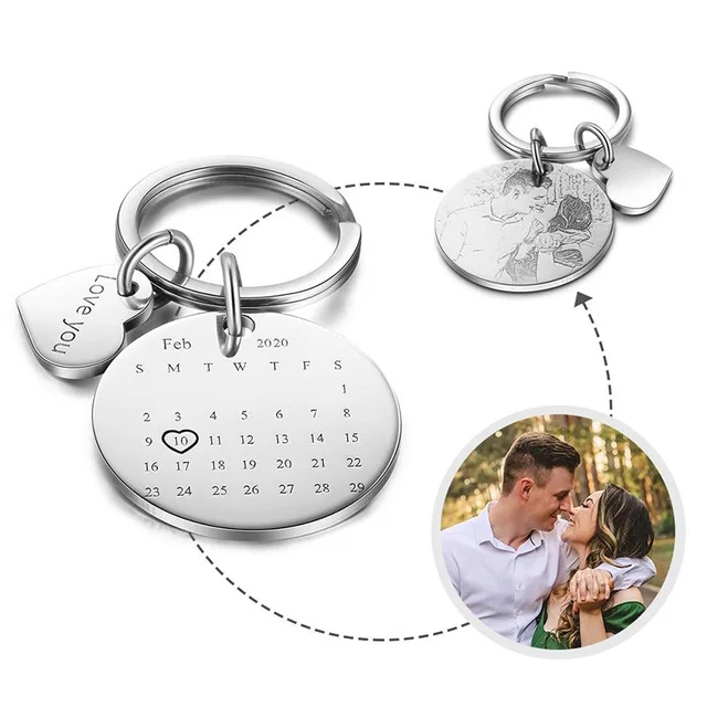 Personalized Engrave Photo Calendar Keychains for Lover 1