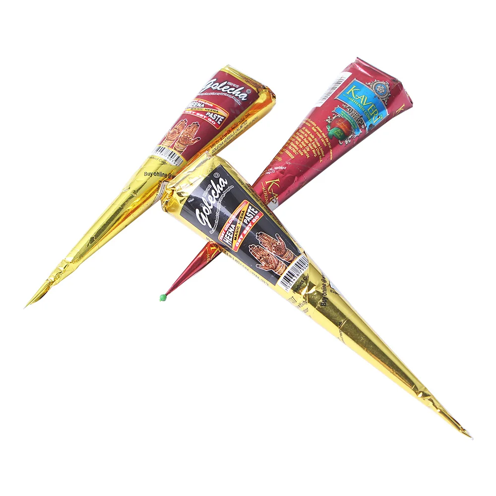 Natural henna cone brown color henna paste cone women finger cream stencil feet makeup temporary for tattoo drawing temporary tattoos tattoo stencil