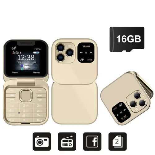 SERVO i16 Pro 4G LTE Mini Flip Mobile Phone Dual SIM Standby Call Recording Speed Dial FM Radio Blacklist Small Fold Cellphones - Image 7