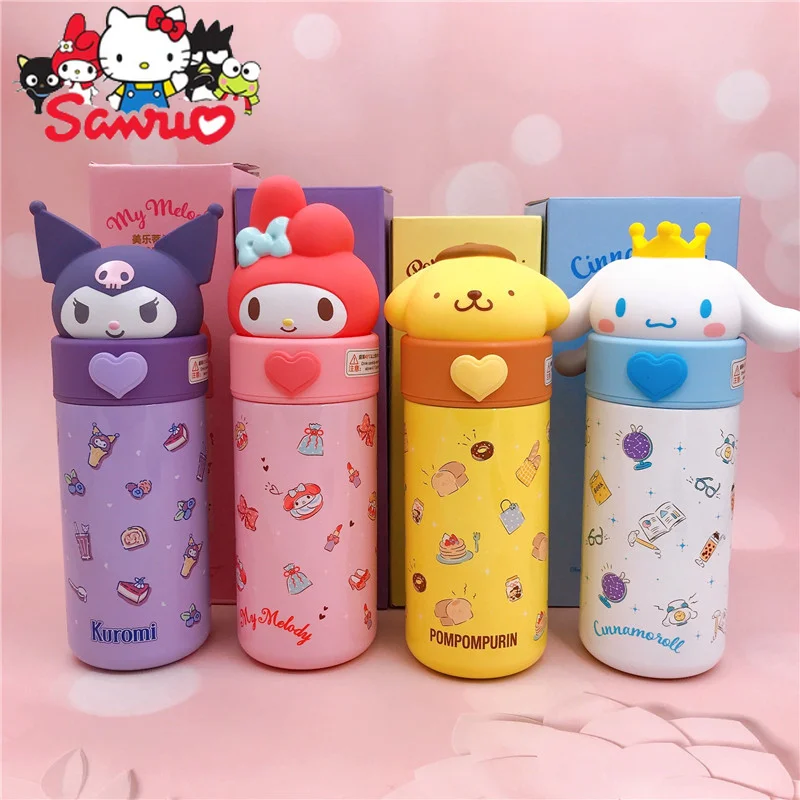 

MINISO Kuromi Hello Kitty Melody Pochacco Cartoon Doll Head Therms Drink Cup Inner Tank 316 Cute Creative Gift Direct Cup 350ml