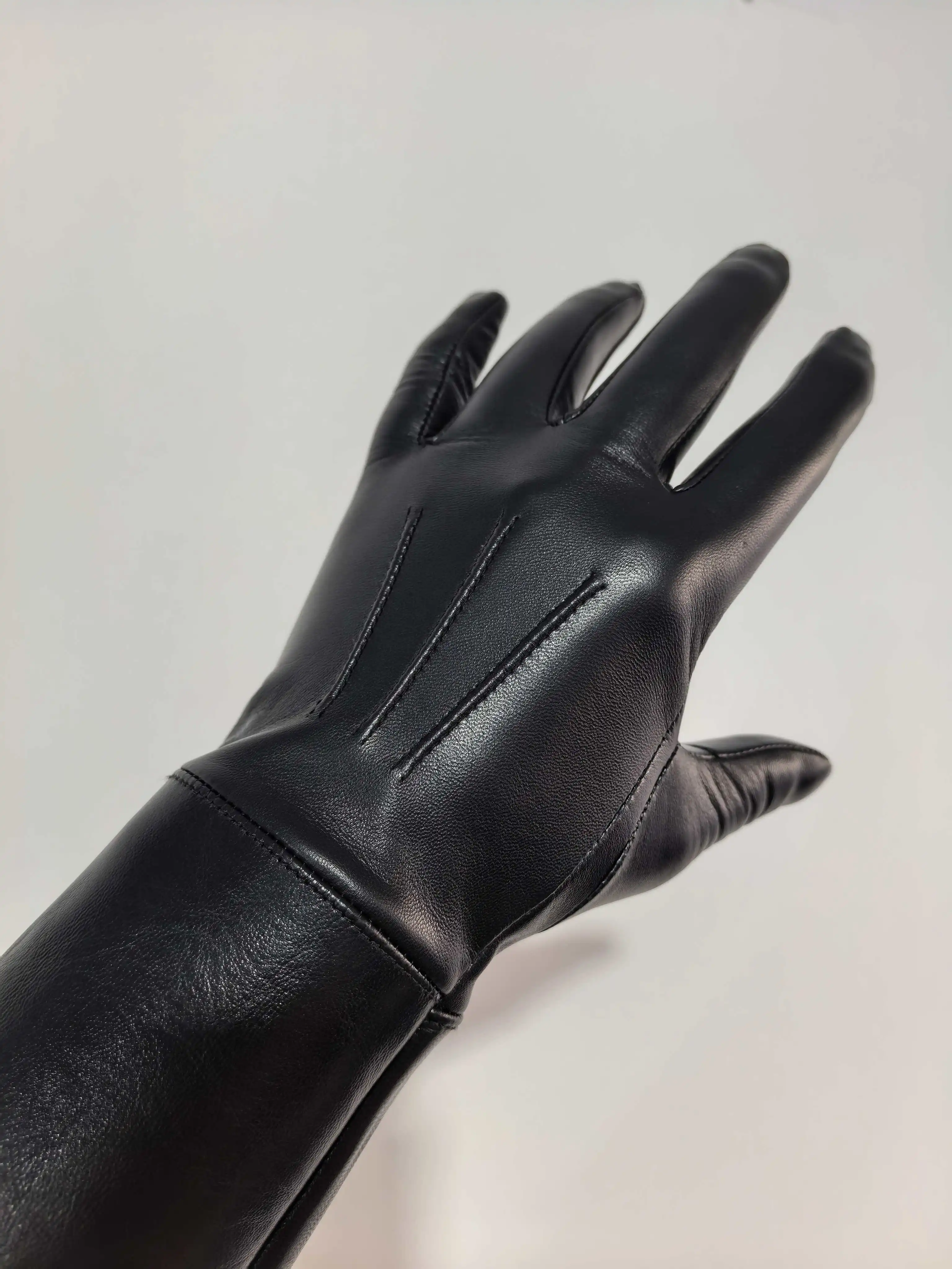 Men's Luxury Long Leather Gloves Unlined Soft Thin Fitted Gloves for Elegant Fashion