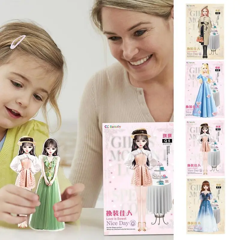 Magnetic Dress Up Dolls Safe And Harmless Princess Dress Up Doll Set Portable Princess Paper Doll Set Birthday Gift princess pretend toys doll clothes set princess doll