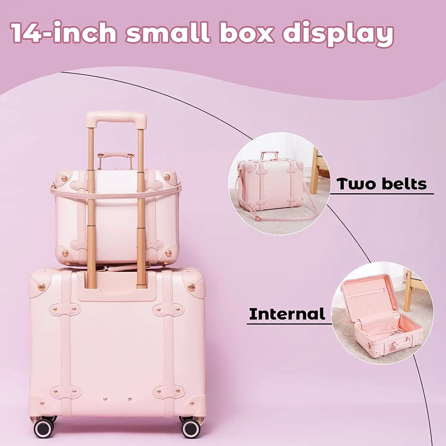 urecity Vintage Luggage Set 2 Piece, Portable Underseat Suitcase with TSA Lock, Lightweight carry on luggage for Men/Women