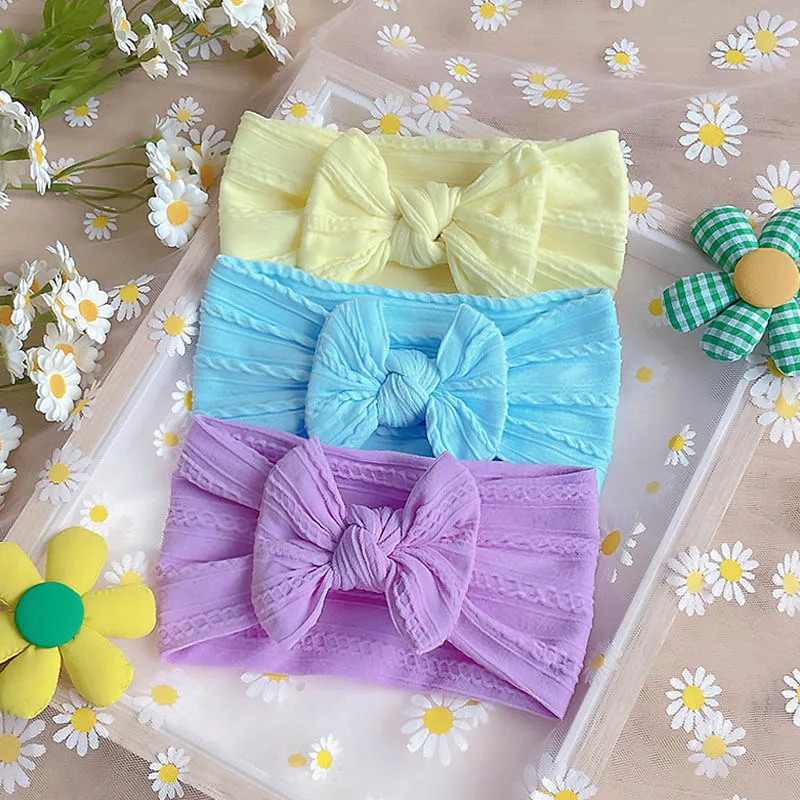 3Pcs/Set New Bows Baby Girls Headband Soft Nylon Elastic Infant Toddler Hair Band For Newborn Baby Hair Accessories Gift 4