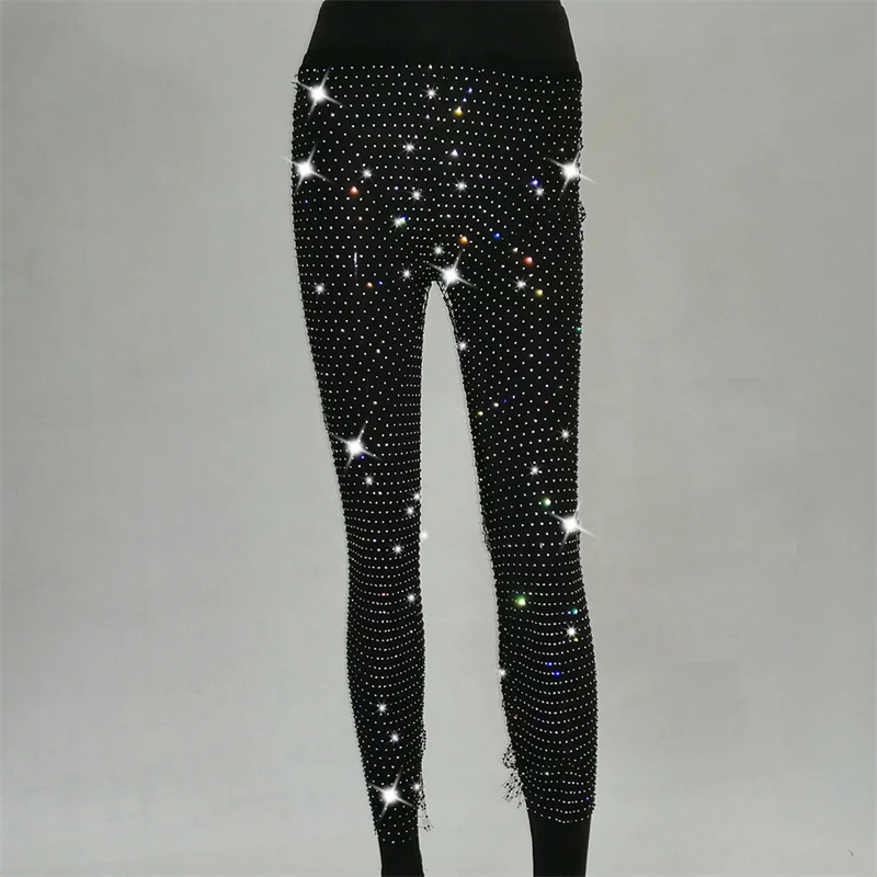 Kristall Diamant Mesh Hosen Frauen Sexy Sommer Aushöhlen Transparent Lose Lange Fishnet Hosen 2020 Neue Bademode Hosen – Detail 9