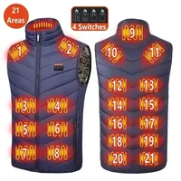 27 Zone Heating Vest Jacket Men's Winter USB Smart Electric Sleeveless Jacket Self-heating Clothes Women's Snow Warm Padded Coat 2