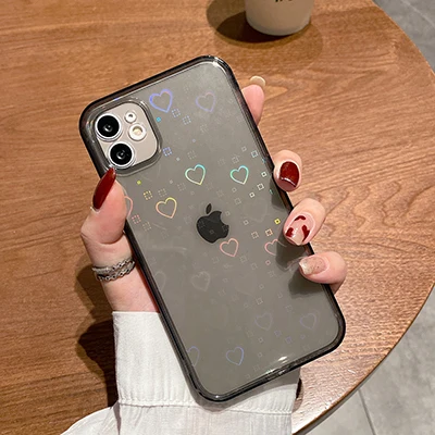 thumbnail image 1 of Funda transparente con corazones para iPhone, 15, 14, 13, 12, 11 Pro Max, Mini, XR, 7, 8, 14 Plus, XS, SE, 1 of 5