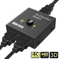 Ultra HD 4K Bidirectional HDMI Switcher with 60Hz for Multi-Device Connectivity (Black)
