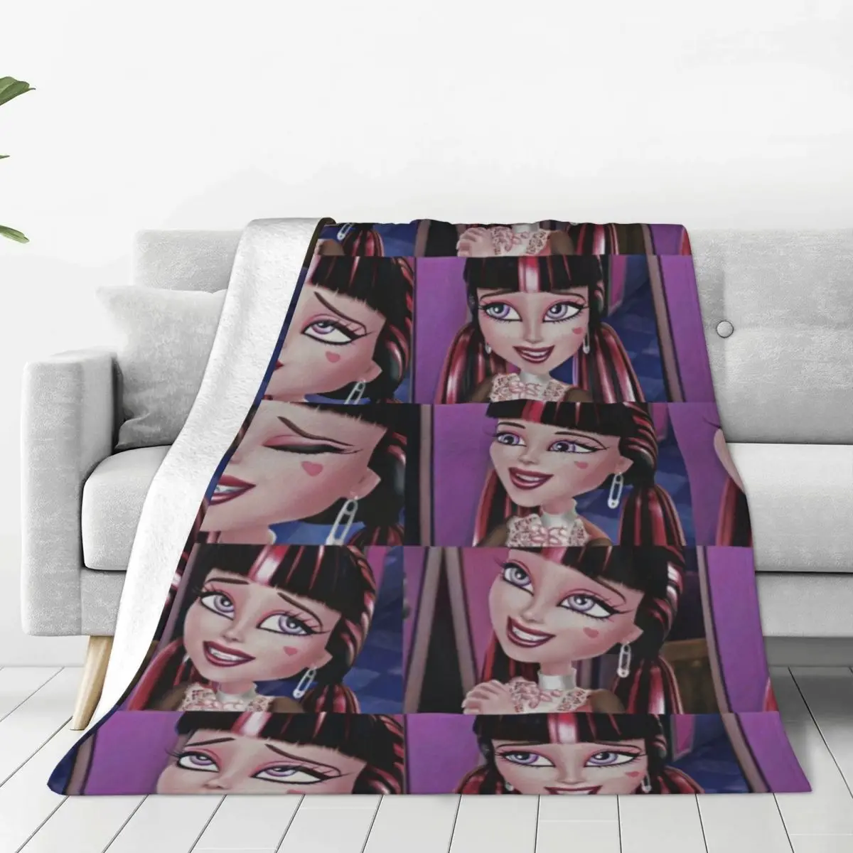 

Вязаное одеяло Draculaura Monster High, Фланелевое готическое супермягкое покрывало вампира для автомобиля, дивана, покрывало