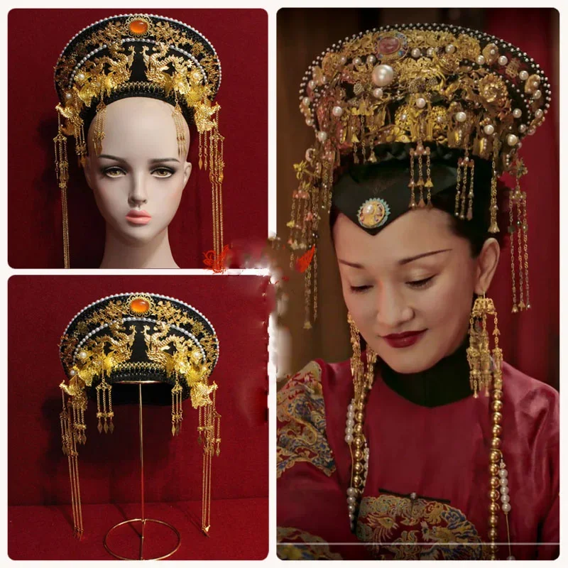 

14 Designs Qing Dynasty Princess or Empress Hat Mao Dian Hot Drama Hair Tiara Ruyi's Royal Love Zhen Huan Designs Photography