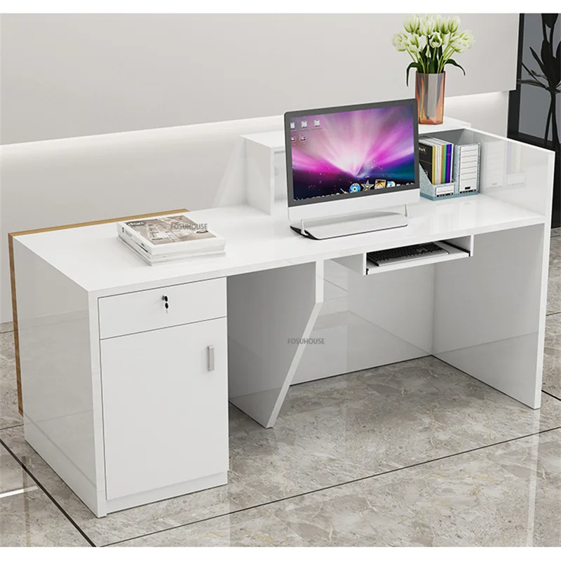 Modern Reception Desk Office Furniture Front Desk Nordic Minimalist Bar Table Supermarket Clothing Store Restaurant Cashier