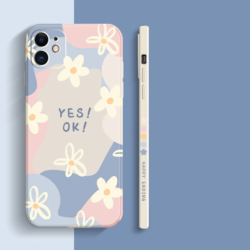 Colorful Cartoon Flower Silicone Shockproof Matte Phone Case