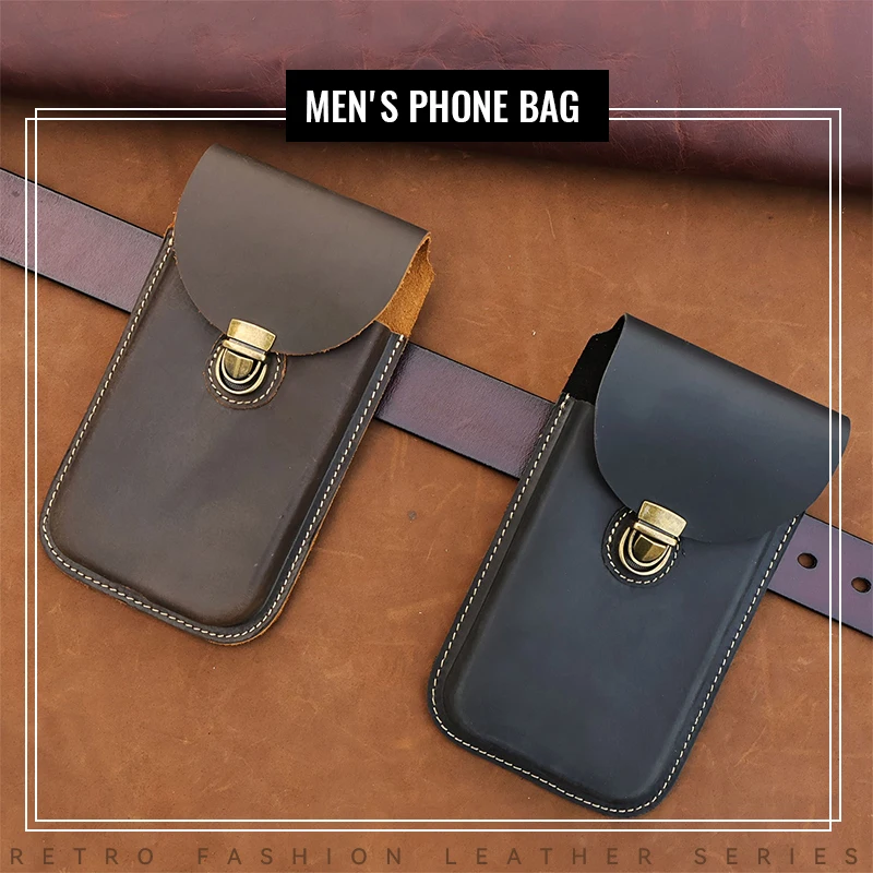 Riyao Telefon Holster für Männer verrückte Pferd Leder Hasp Schnalle Handy Gürtel Clip Tasche kleine Hüft tasche für Outdoor-Reise Mann – Detail 3