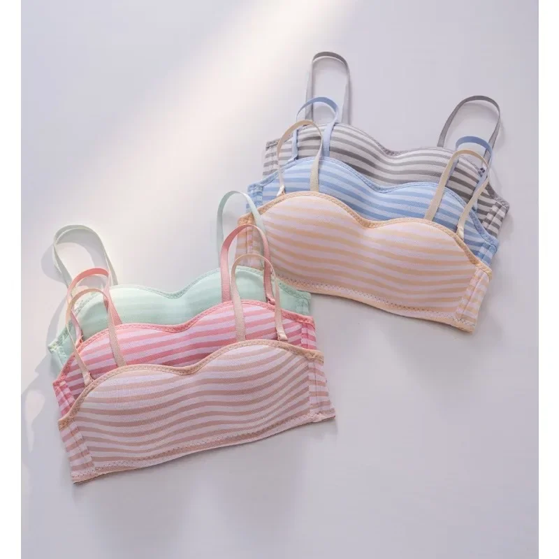 

Новый простой полосатый топ с чашкой 1/2, бюстгальтер, легкое дышащее нижнее белье для девушек с маленькой грудью без косточек
