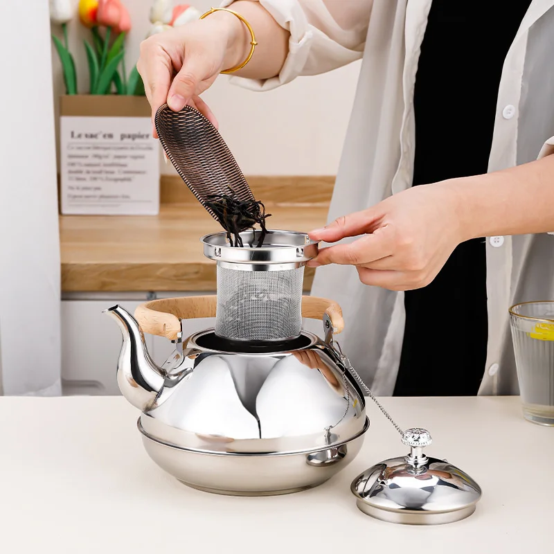 2L Stainless Steel Teapot Kettle Boiling Water Kettle with Infuser Filter for Induction Cooker Kitchen Home