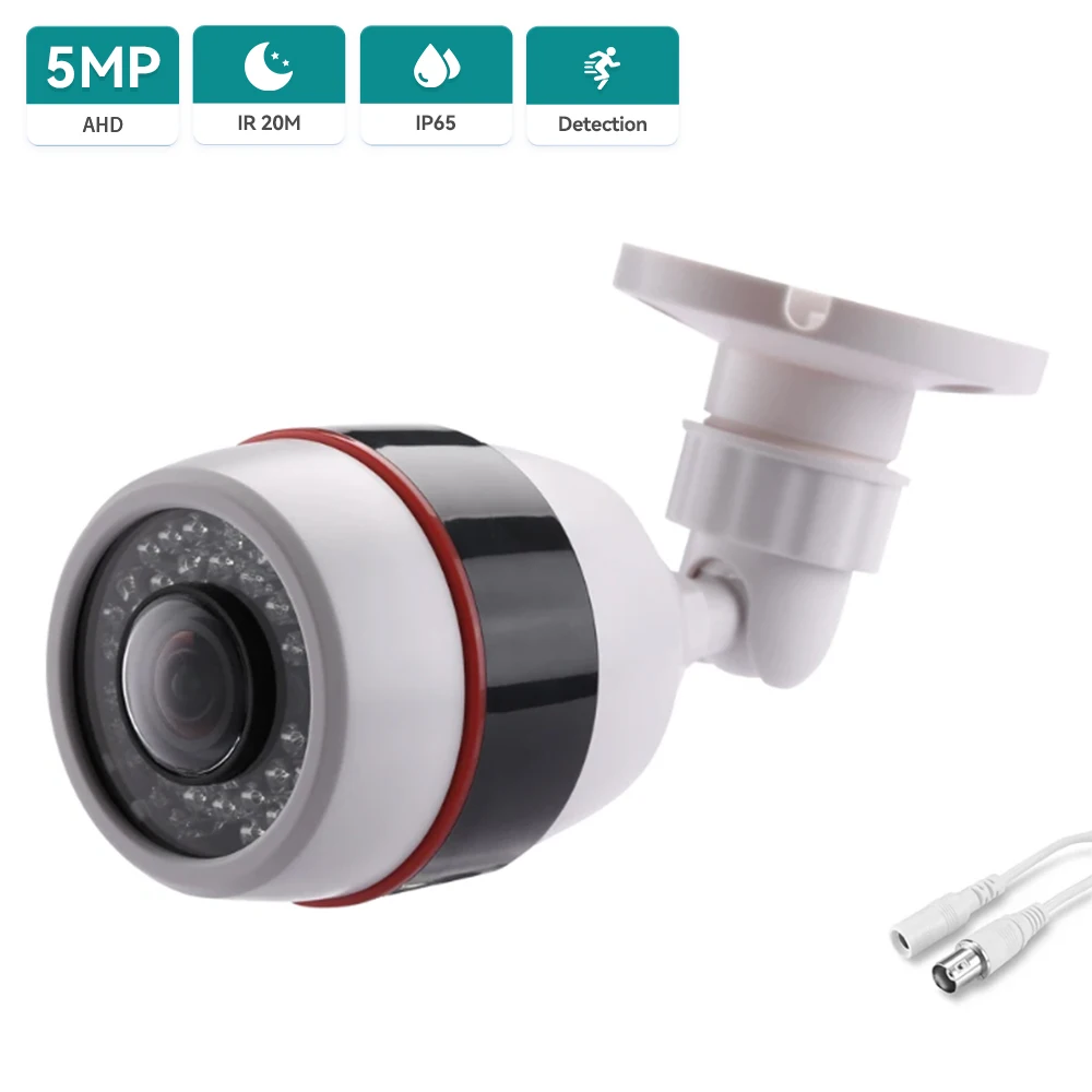 Hamrolte 5MP CCTV Camera 5MP 1.7MM Fisheye Lens 180Degree Panoramic AHD Camera Night Vision Waterproof Outdoor Bullet surveillance camera