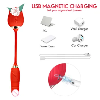 Rose Shape Vaginal Sucking Vibrator G-Spot Vibrator for Female Nipple Oral Clitoris Sucker Stimulation Erotic Sex Toys for Women 4