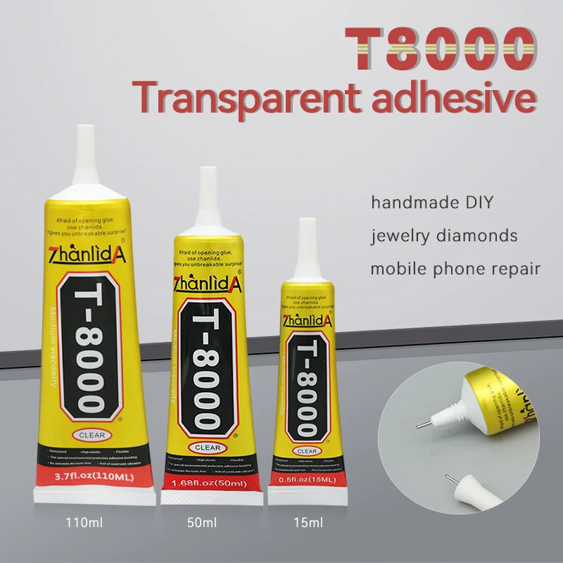 Contact Glue Zhanlida t8000 Clear Contact Glue for Phone Electronic Components Jewelry DIY Plastic Glass with Precision Applicator Tip