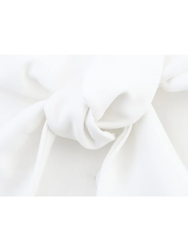 TFMLN Women Pant Sets Summer White Sexy Halter Backless Knot Decoration Chic Top Wide Leg Trousers Fashion High Street Outfits