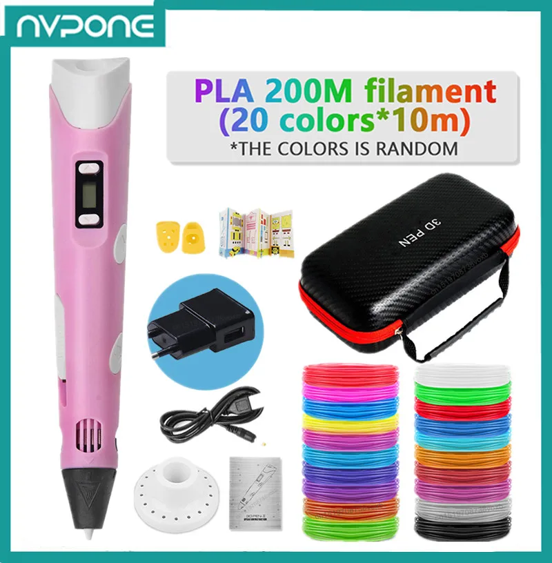 Caneta Impressão 3d Caneta Faça Você Mesmo Desenho Canetas Pla Filamento Aniversário Presente de Natal para Crianças com Adaptador de Energia Case Viagem 3d