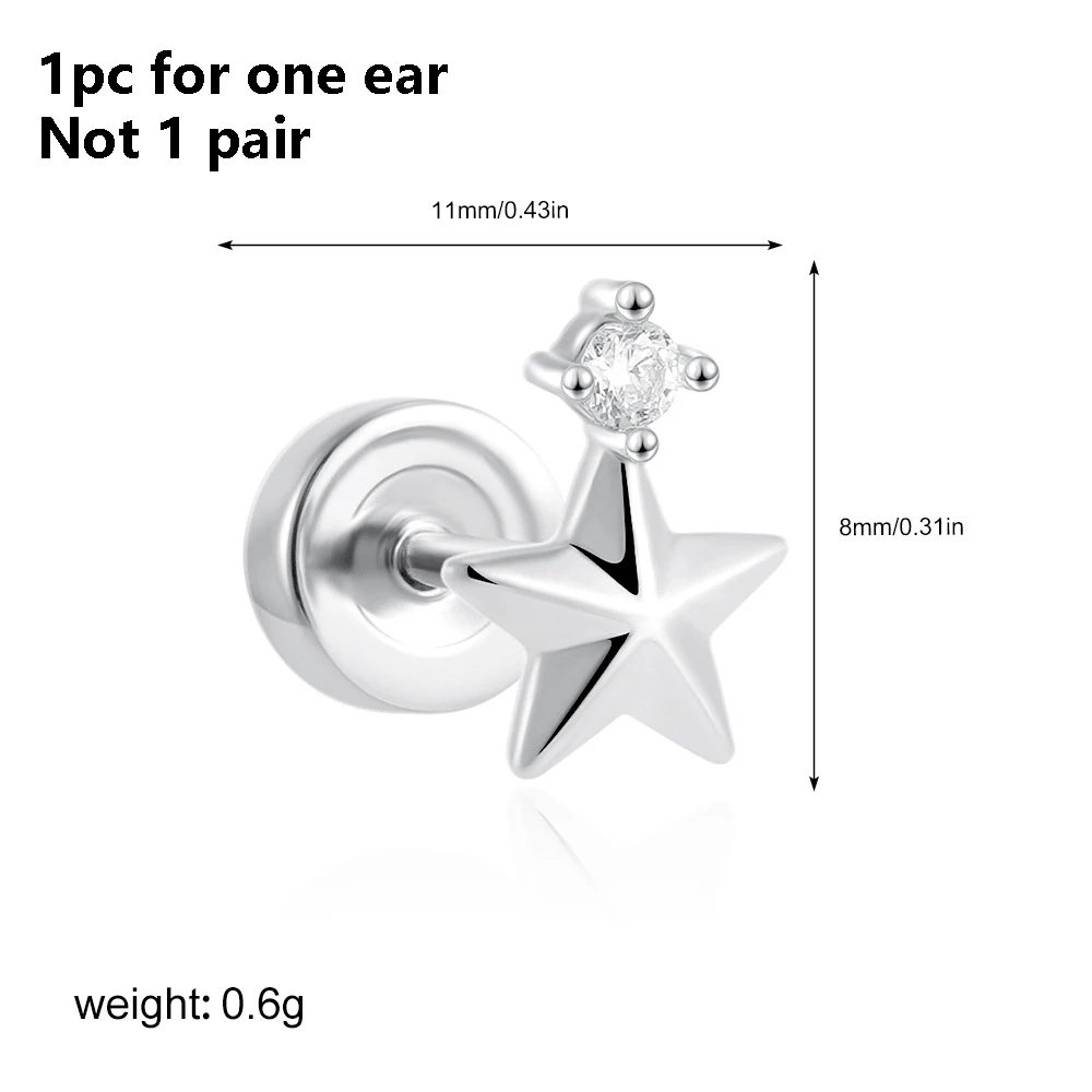 1PC Edelstahl Stern Mond Sonne Stud Ohrringe Für Frauen Einfache Täglichen Tragen Knorpel Piercing Ohrring Punk Unisex Rock schmuck – Detail 35