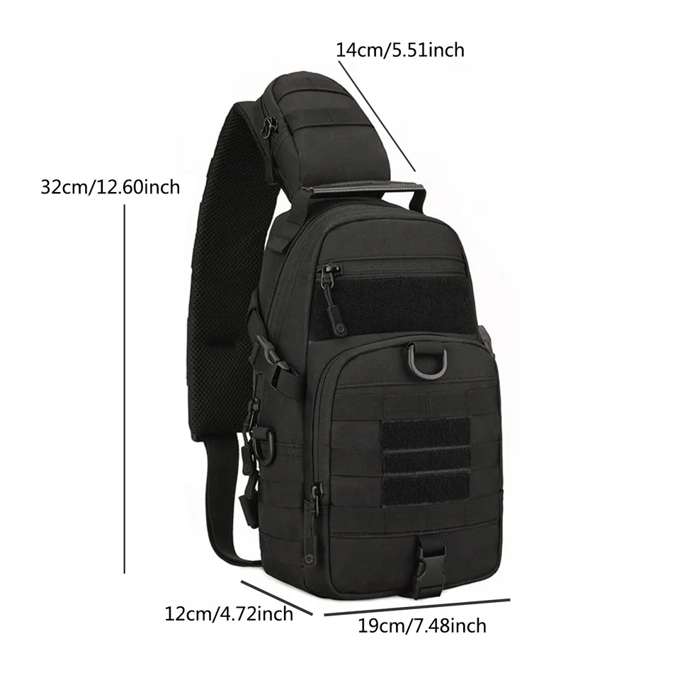 Sac Tactique De Poitrine - Gréement Ajustable épaules/taille - Noir, Neuf Sans étiquettes - Unisexe