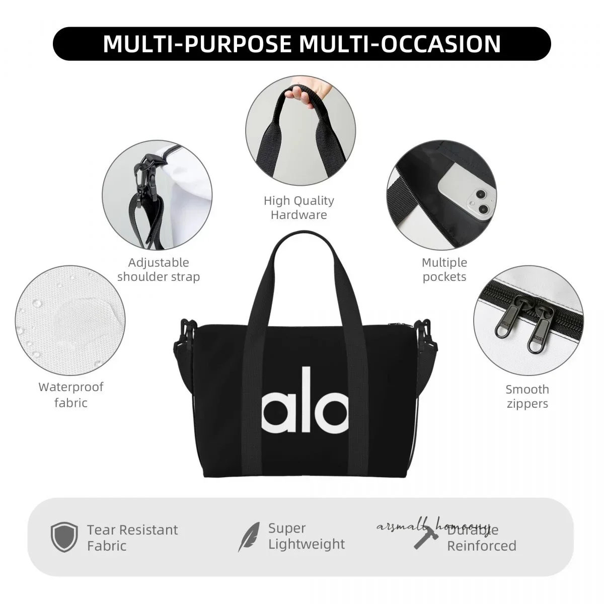 ALOS Travel Duffel Bag with Shoulder Strap Sports Gym Overnight Bag for Women Personalized Weekender Bags
