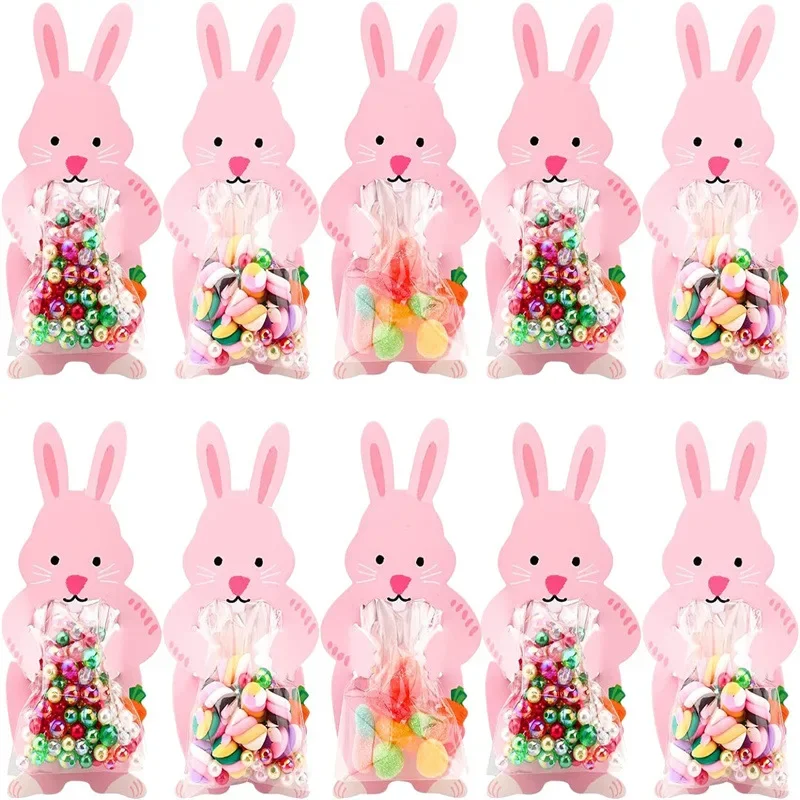 

10pcs Easter Party Cute Cartoon Pink Rabbits Greeting Card Easter Party DIY Gifts For Friends Happy Easter Party Decorations