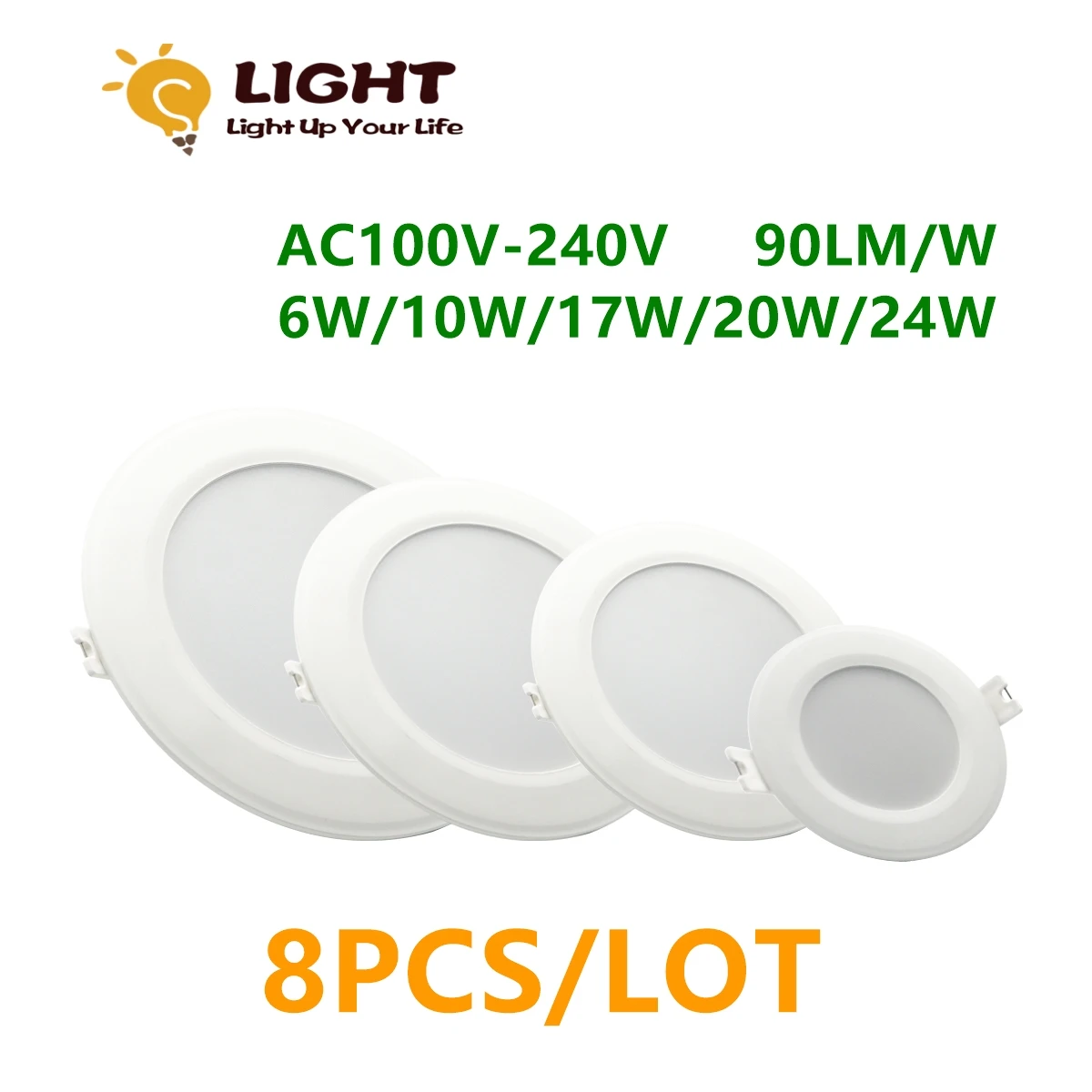 8PCS New LED downlight sky lamp ultra thin dark AC120V AC220V 6W-24W super bright warm white light suitable for kitchen study