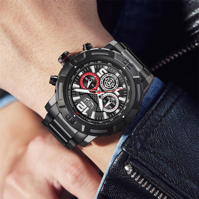 LIGE Luxury Men's Chronograph Quartz Watch with Gift Box