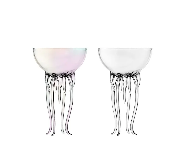 Description Picture 2 of item150ml 5oz Creative Cocktail Glasses Cup Bar Tools Jellyfish Octupus Shape Clear Rainbow Glass Cup Drinkware Drinking Cup 1 Piece
